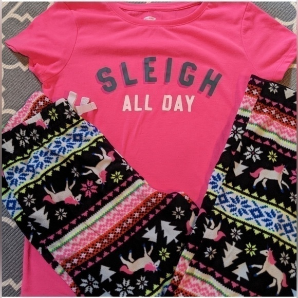 🖤 SLEIGH ALL DAY!  Cute & colorful,  festive pajama set - Picture 1 of 7